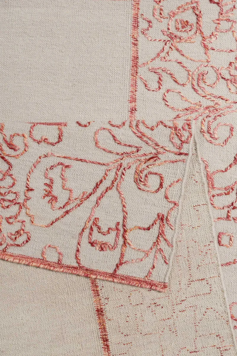Esprit Kelim Teppich Beige Rot aus Wolle "Kayla Border"