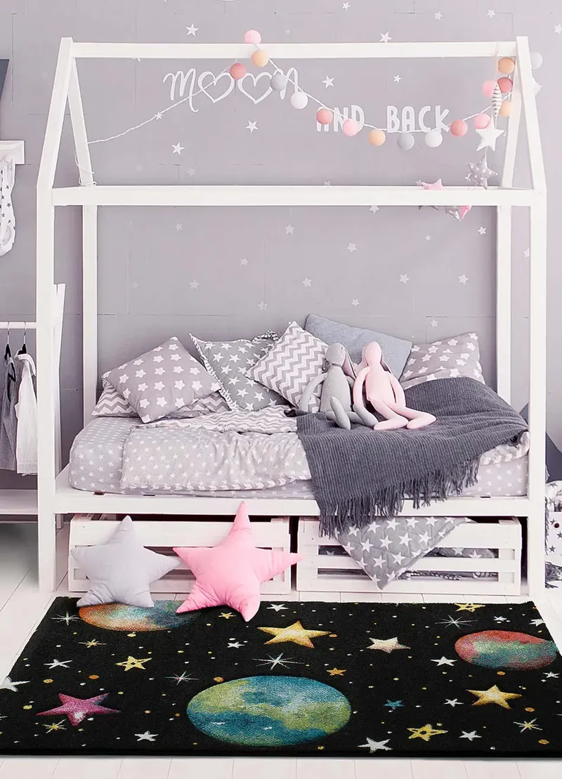 Alfombra infantil planetas Toys 22984 negro