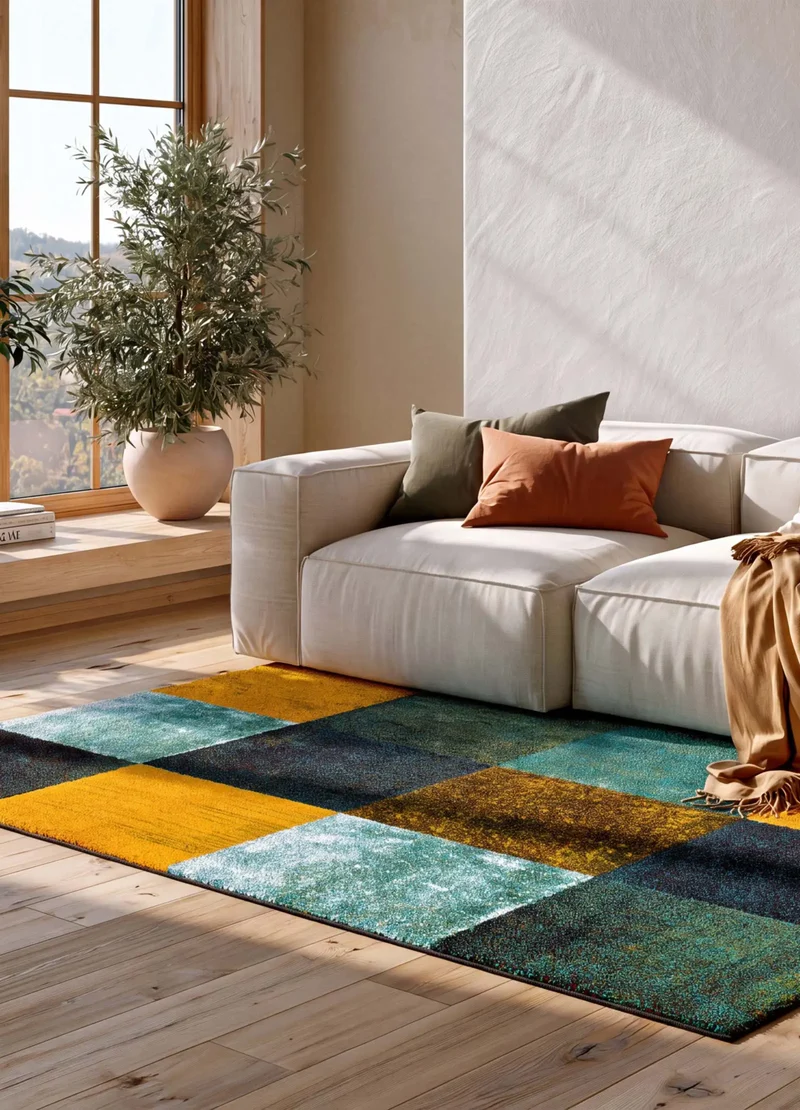 Alfombra geométrica a cuadros multicolor Moar 16187