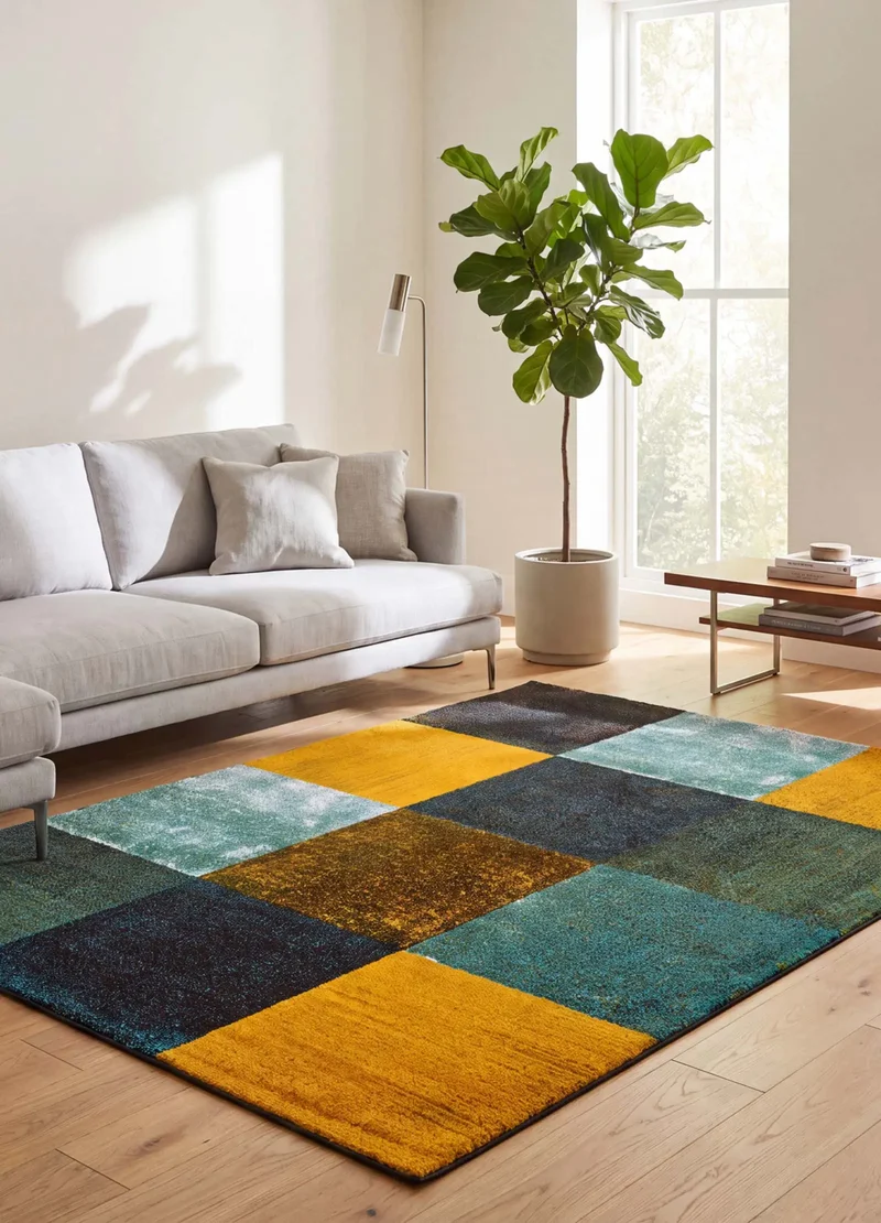 Alfombra geométrica a cuadros multicolor Moar 16187