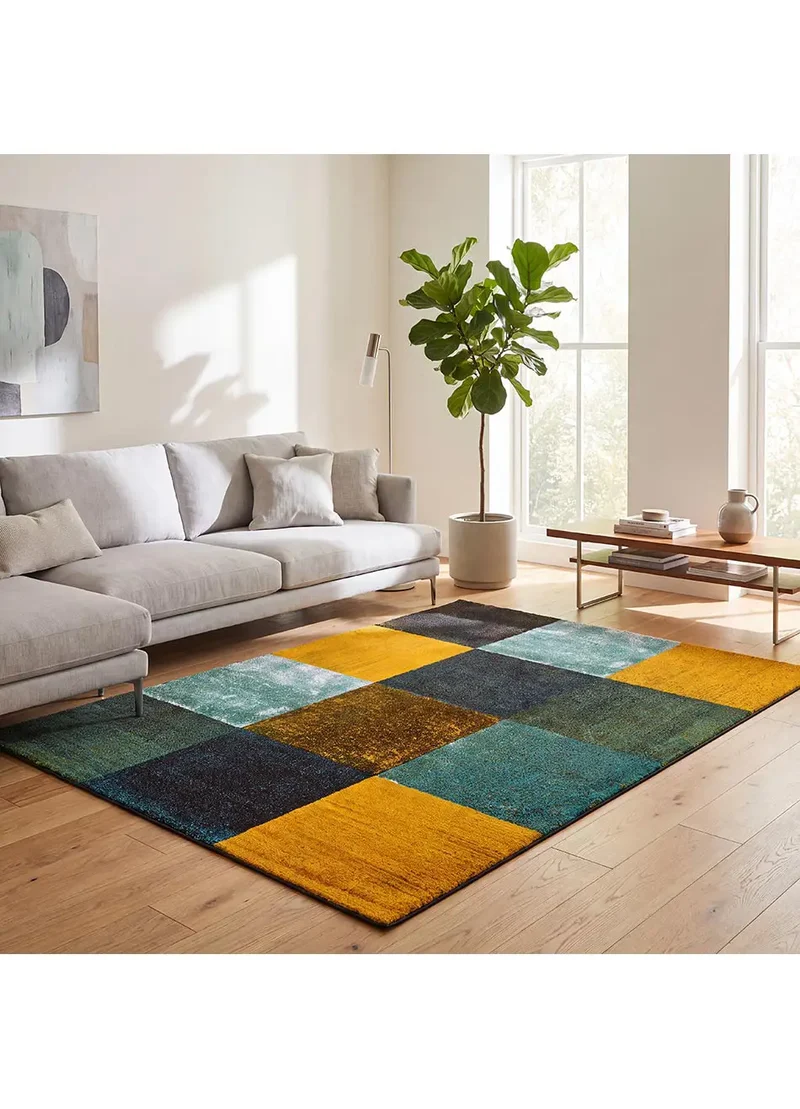 Alfombra geométrica a cuadros multicolor Moar 16187