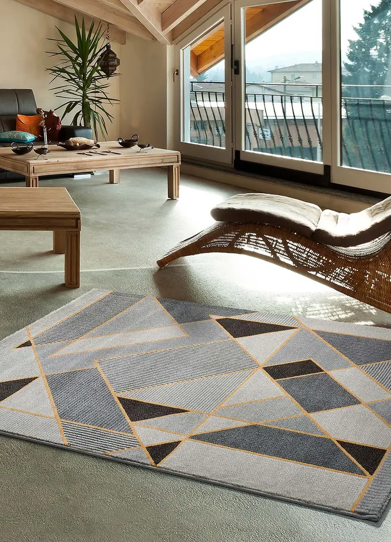 Alfombra geométrica Leo 12183 Gris