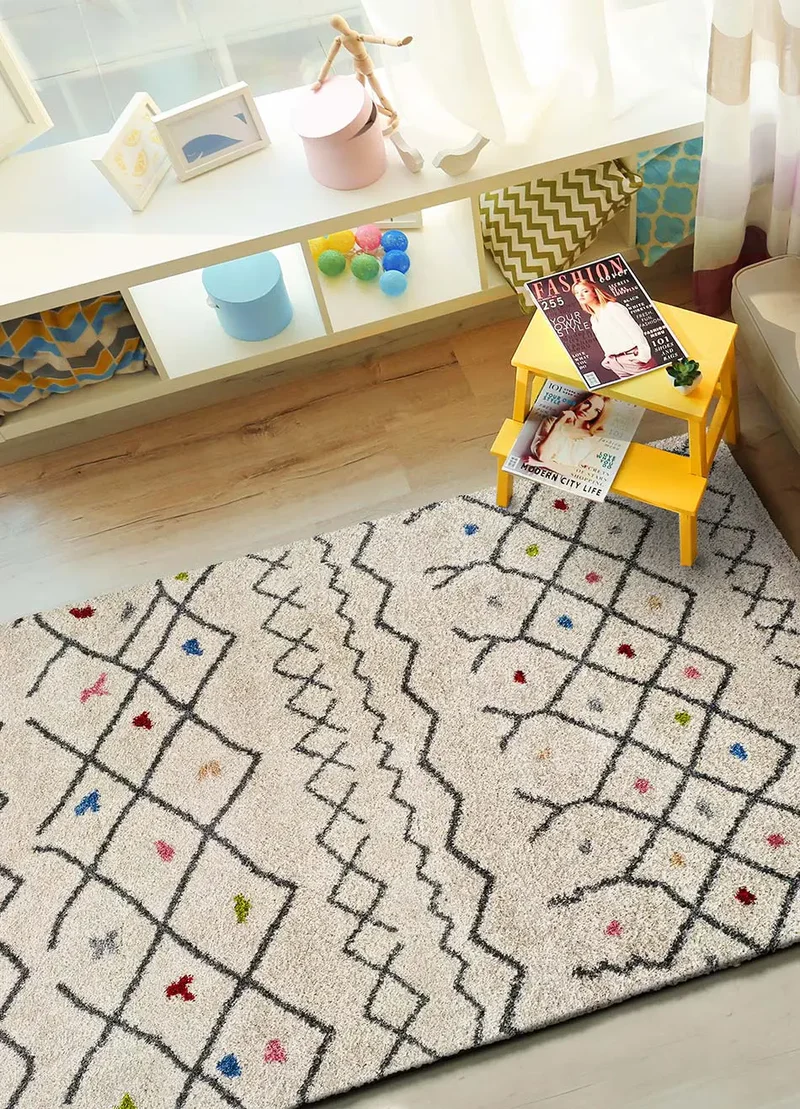 Alfombra shaggy bereber Kasbah 8612 Blanco