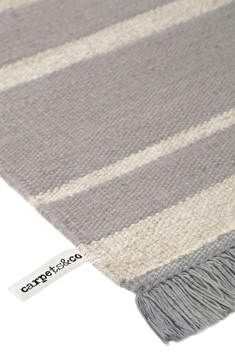Kelim Teppich Grau Beige aus Naturfasern "Skid Marks" WECONhome