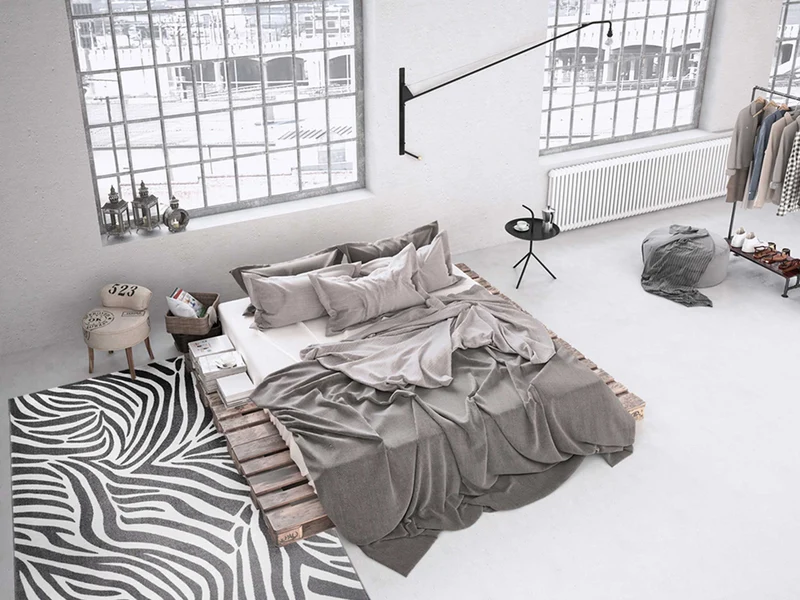 WECONhome Kurzflor Teppich "Zebra" grau creme