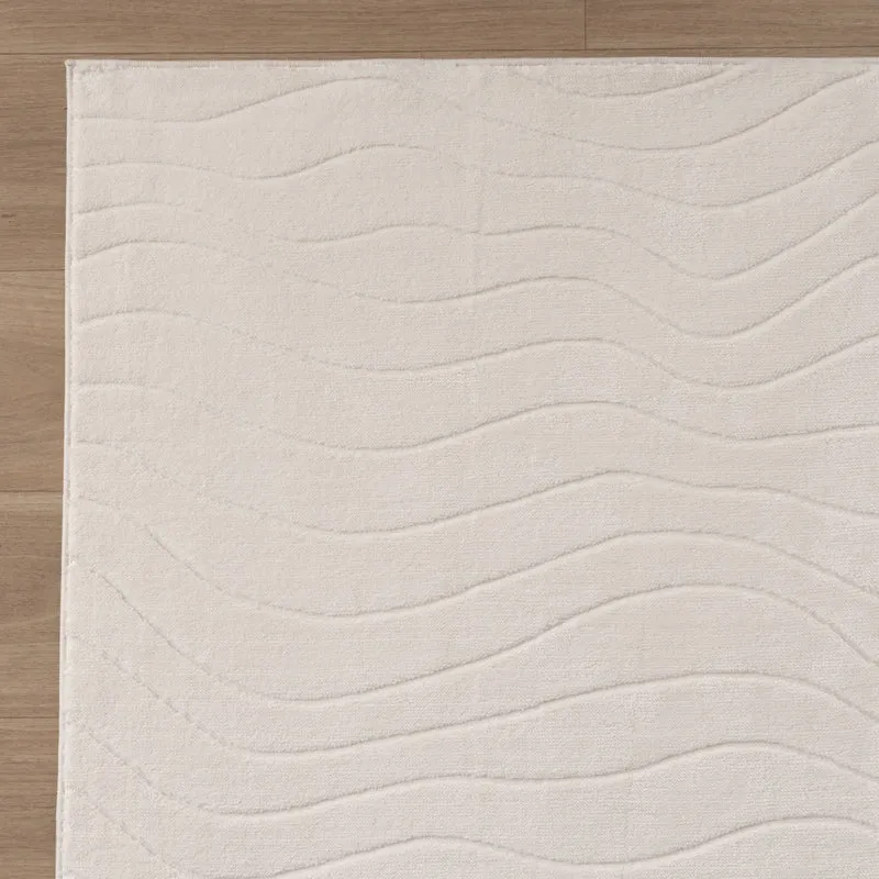 Teppich Wohnzimmer - Charm Waves Weiß