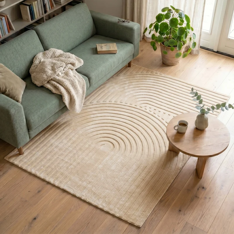 Teppich Wohnzimmer - Charm Curves Beige