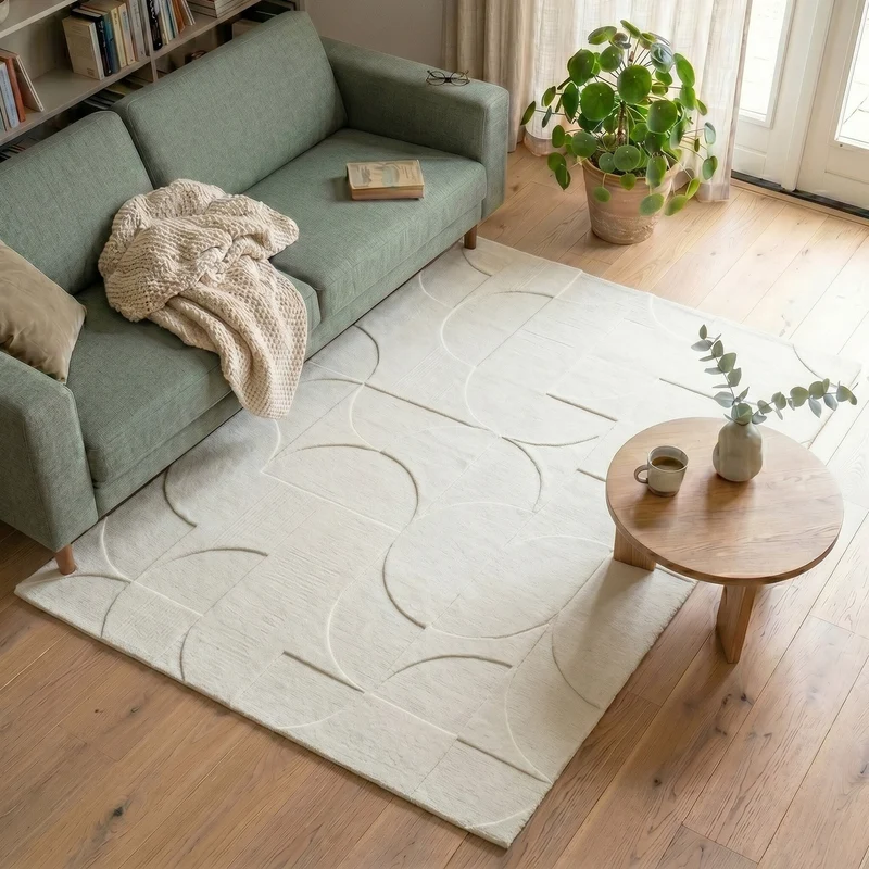 Teppich Wohnzimmer - Charm Circles Weiß