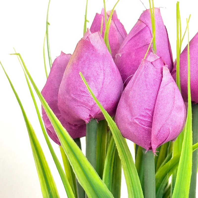 Kunstblumen Tulpen in Geschenkverpackung Deko Lila Frühling