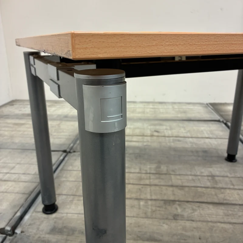 Schreibtisch Buche Hell Holz Metall Mit Kabelkanal Tisch Gebraucht