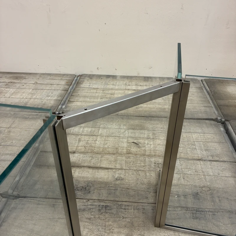 Tischgestell Untergestell Glas Metall Transparent Silber Ohne Tischplatte Gebraucht