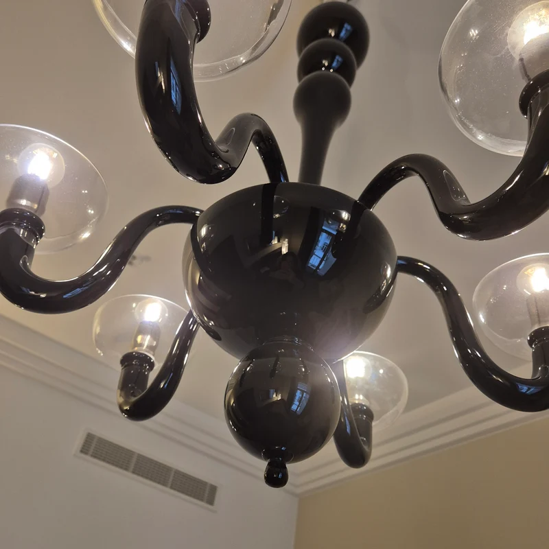 Kronleuchter Murano Glas schwarz Atlantic Hotel Hamburg gebraucht Lampe