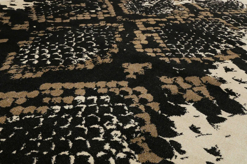 Teppich Schwarz Beige Taupe Kurzflor "Phyton" WECONhome