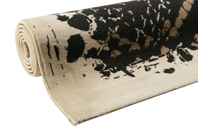 Teppich Schwarz Beige Taupe Kurzflor "Phyton" WECONhome