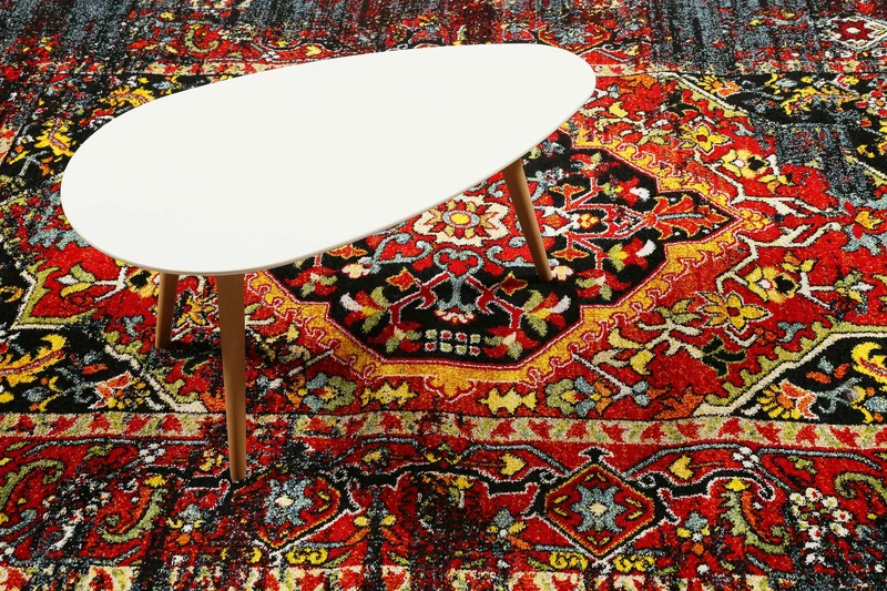 Teppich Blau Rot Kurzflor "Heritage" WECONhome