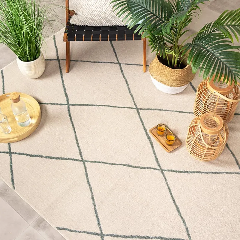 Teppich Skandinavisch - Odin Lines Creme Grün