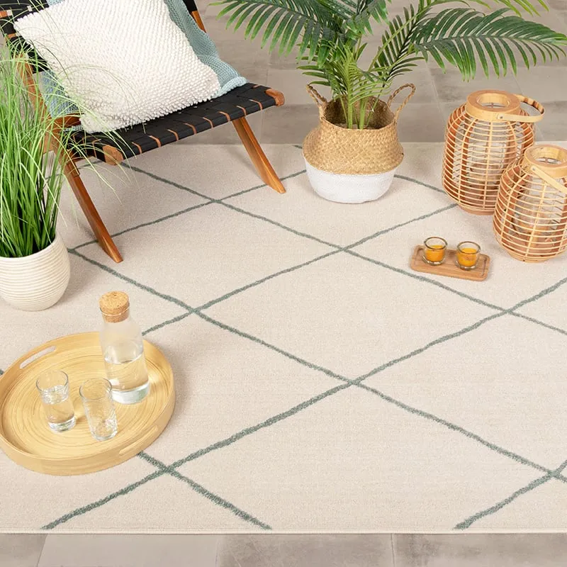 Teppich Skandinavisch - Odin Lines Creme Grün