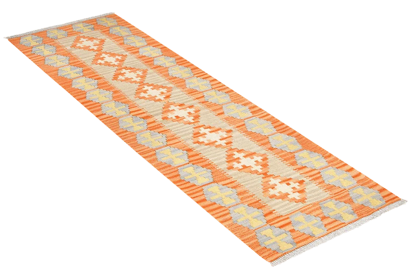 Kelim Gashgai · Handgewebt – Beige, 200x63 cm