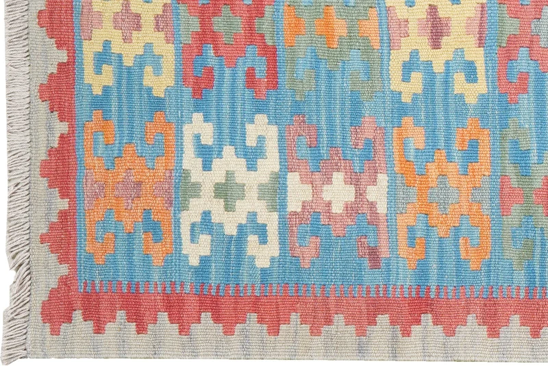 Kelim Gashgai · Handgewebt – Blau, 249x86 cm