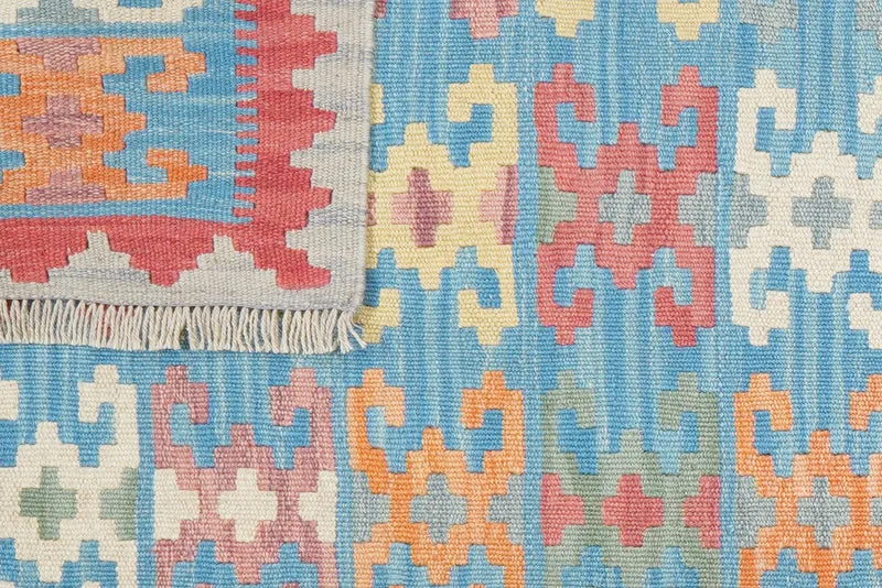 Kelim Gashgai · Handgewebt – Blau, 249x86 cm