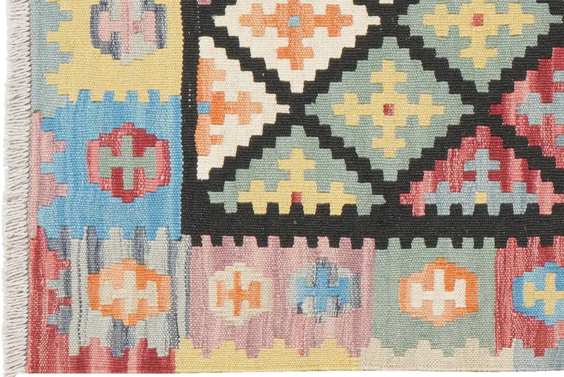 Kelim Gashgai · Handgewebt – Schwarz, 121x80 cm