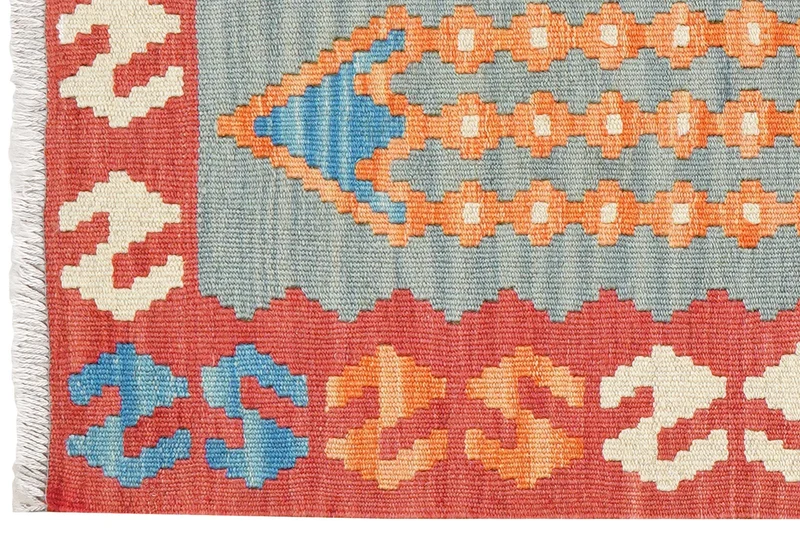 Kelim Gashgai · Handgewebt – Grün, 190x59 cm