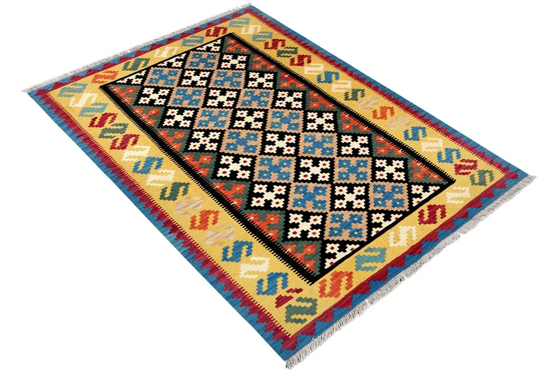 Kelim Gashgai · Handgewebt – Schwarz, 192x153 cm