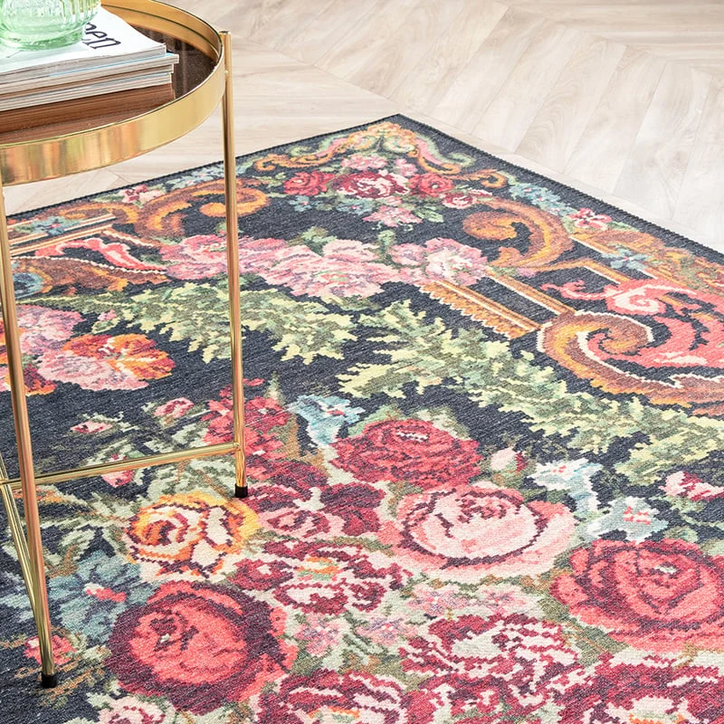 Blumen Teppich - Estate Rosen Kelim Gold
