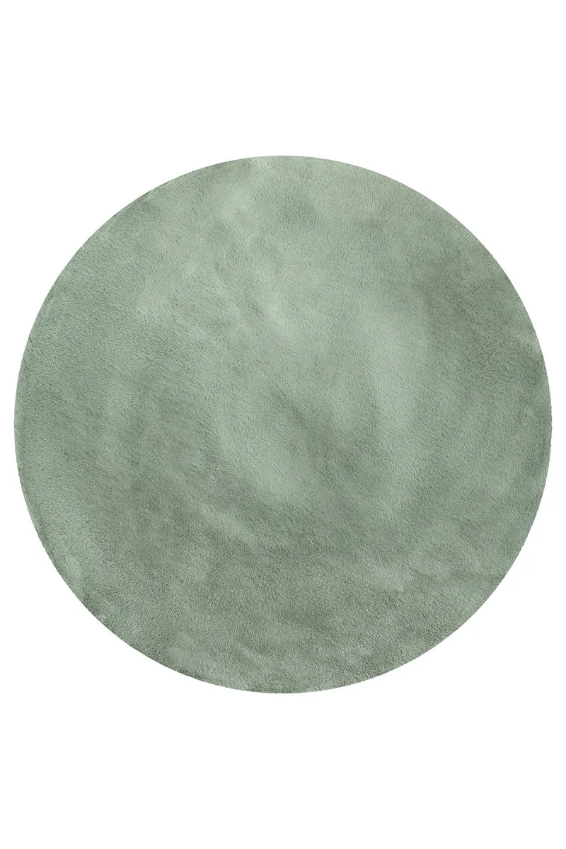 Kunstfell Teppich Rund Türkis flauschig und weich "Anna" WECONhome Basics