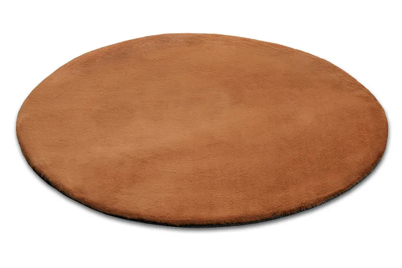 Kunstfell Teppich Rund Terracotta flauschig und weich "Anna" WECONhome Basics