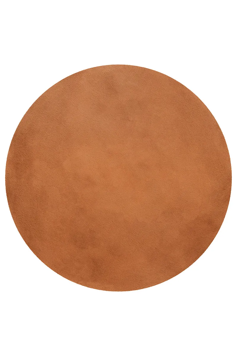 Kunstfell Teppich Rund Terracotta flauschig und weich "Anna" WECONhome Basics