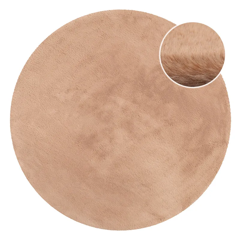 Kunstfell Teppich Rund Apricot flauschig und weich "Anna" WECONhome Basics