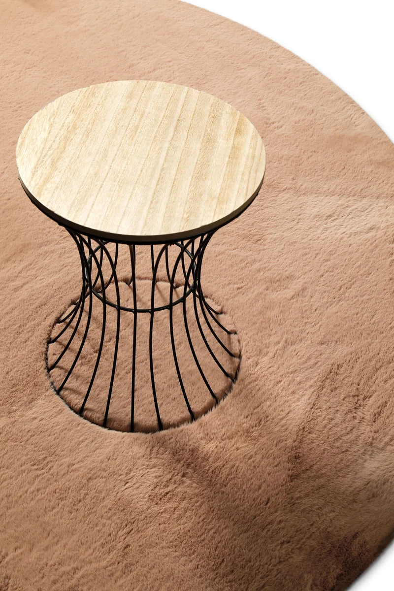 Kunstfell Teppich Rund Apricot flauschig und weich "Anna" WECONhome Basics