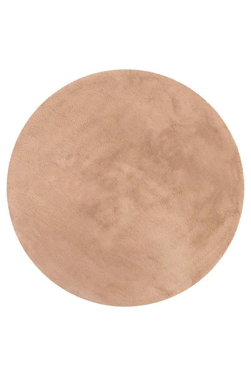 Kunstfell Teppich Rund Apricot flauschig und weich "Anna" WECONhome Basics