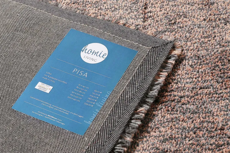 Teppich Grau Rosa meliert Hochflor "Pisa" Homie Living