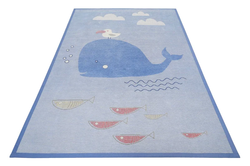 Esprit Kinder-Wendeteppich Blau "Whale Buddy"
