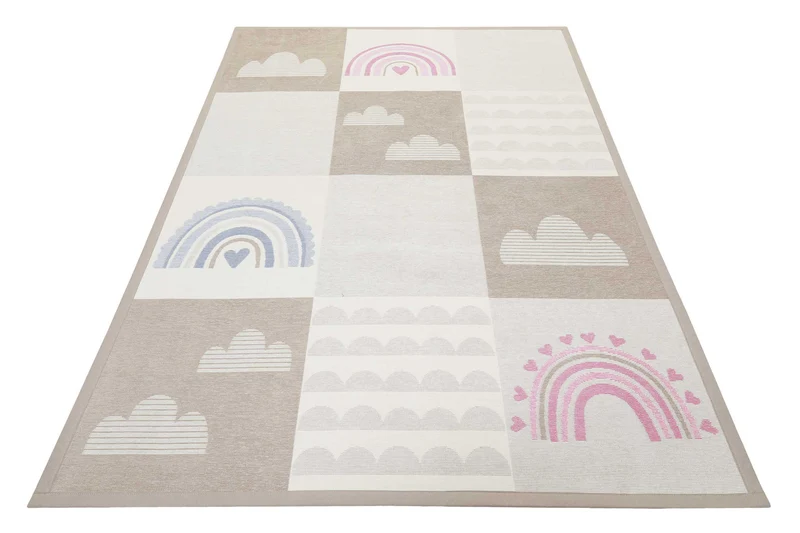 Esprit Kinder-Wendeteppich Beige "Lovely Rainbow"