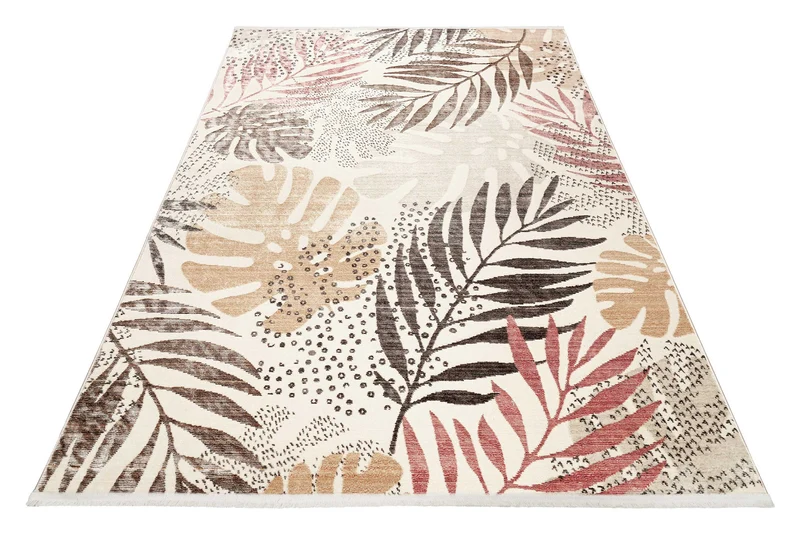 Esprit Teppich beige braun rot Kurzflor "Florence"