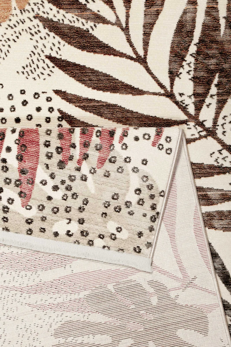 Esprit Teppich beige braun rot Kurzflor "Florence"