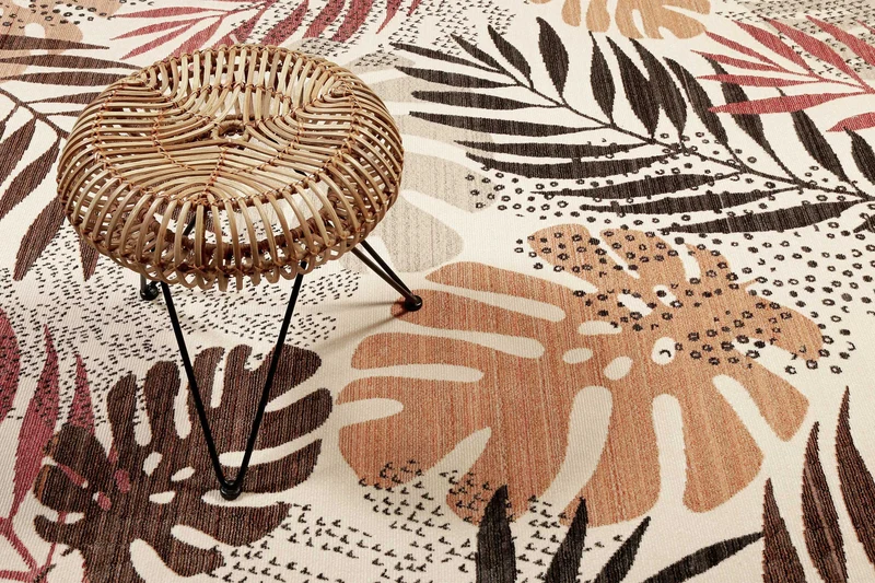 Esprit Teppich beige braun rot Kurzflor "Florence"