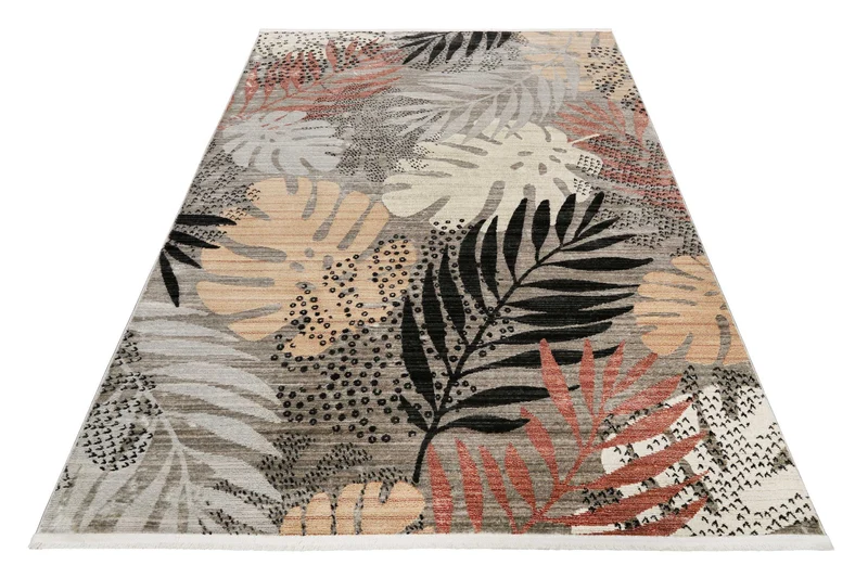 Esprit Teppich grau beige rot Kurzflor "Florence"