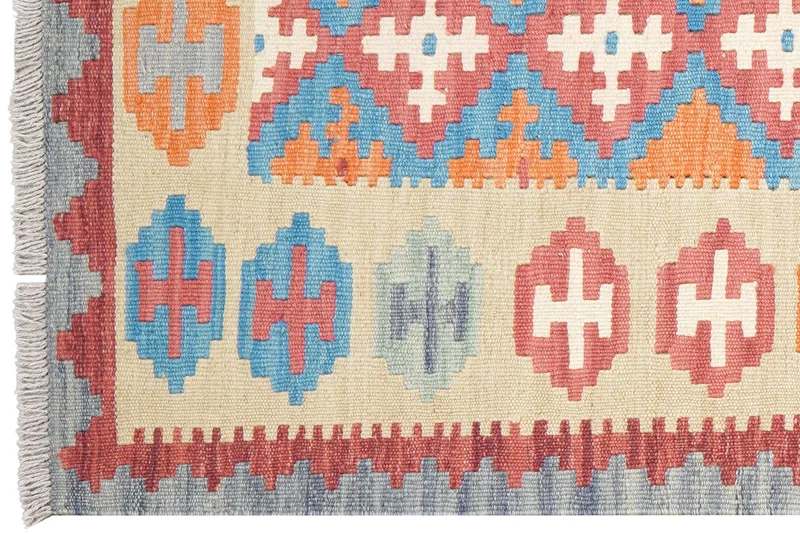 Kelim Gashgai · Handgewebt – Blau, 240x84 cm