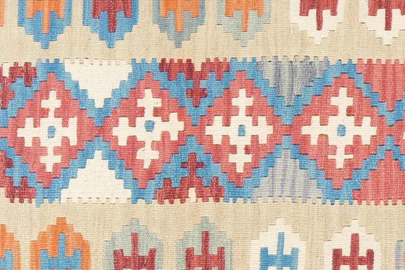 Kelim Gashgai · Handgewebt – Blau, 240x84 cm