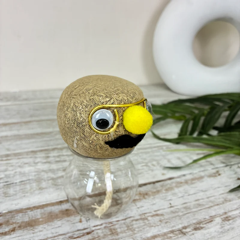 Graskopf Im Glas Gelb 12cm Gesicht Pflanze Pflanz-Set Grasgesicht Deko