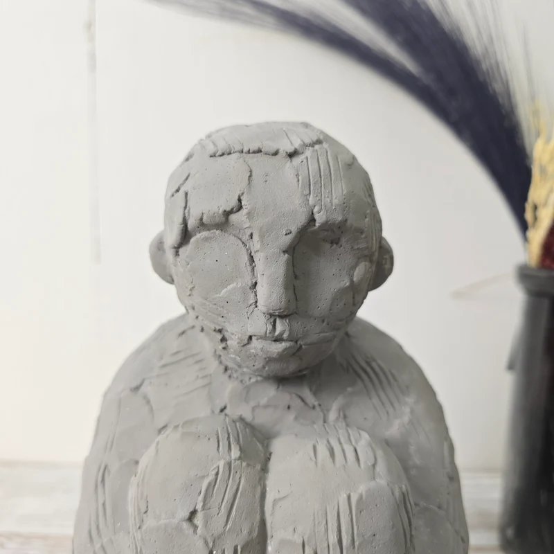 J-Line Figur Skulptur 25cm Figur Mensch Grau Zement Handgemacht Deko