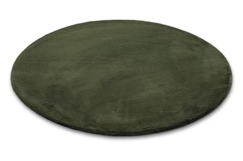 Kunstfell Teppich Rund Olive flauschig und weich "Anna" WECONhome Basics