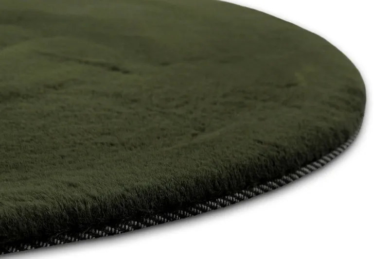 Kunstfell Teppich Rund Olive flauschig und weich "Anna" WECONhome Basics