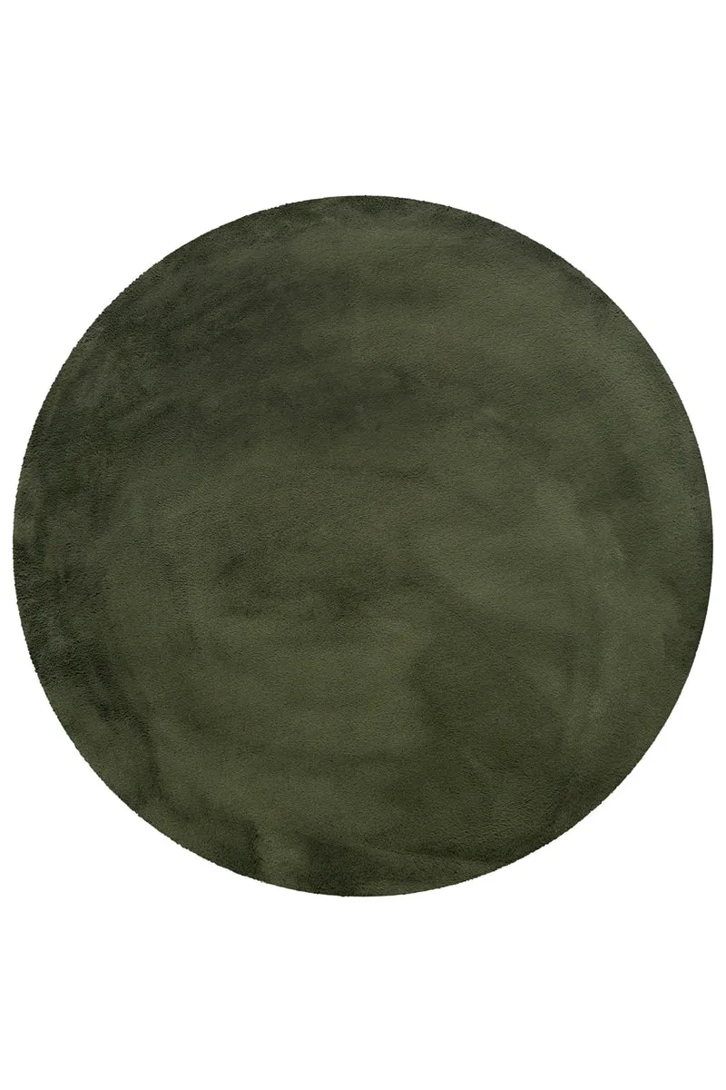 Kunstfell Teppich Rund Olive flauschig und weich "Anna" WECONhome Basics