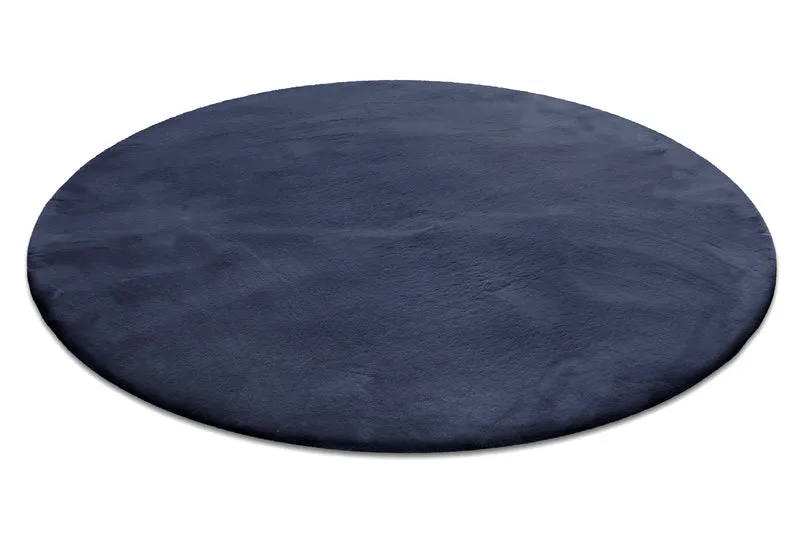 Kunstfell Teppich Rund Dunkelblau flauschig und weich "Anna" WECONhome Basics