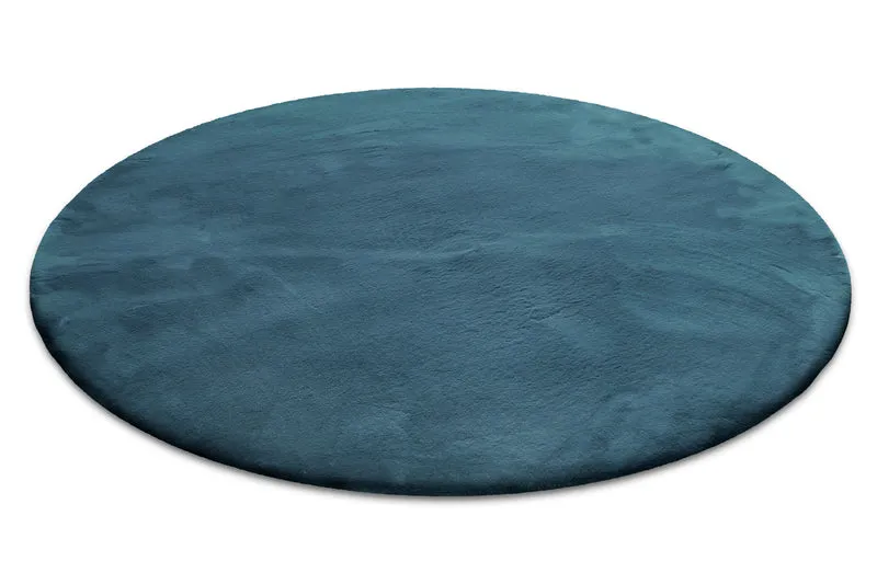 Kunstfell Teppich Rund Petrol flauschig und weich "Anna" WECONhome Basics